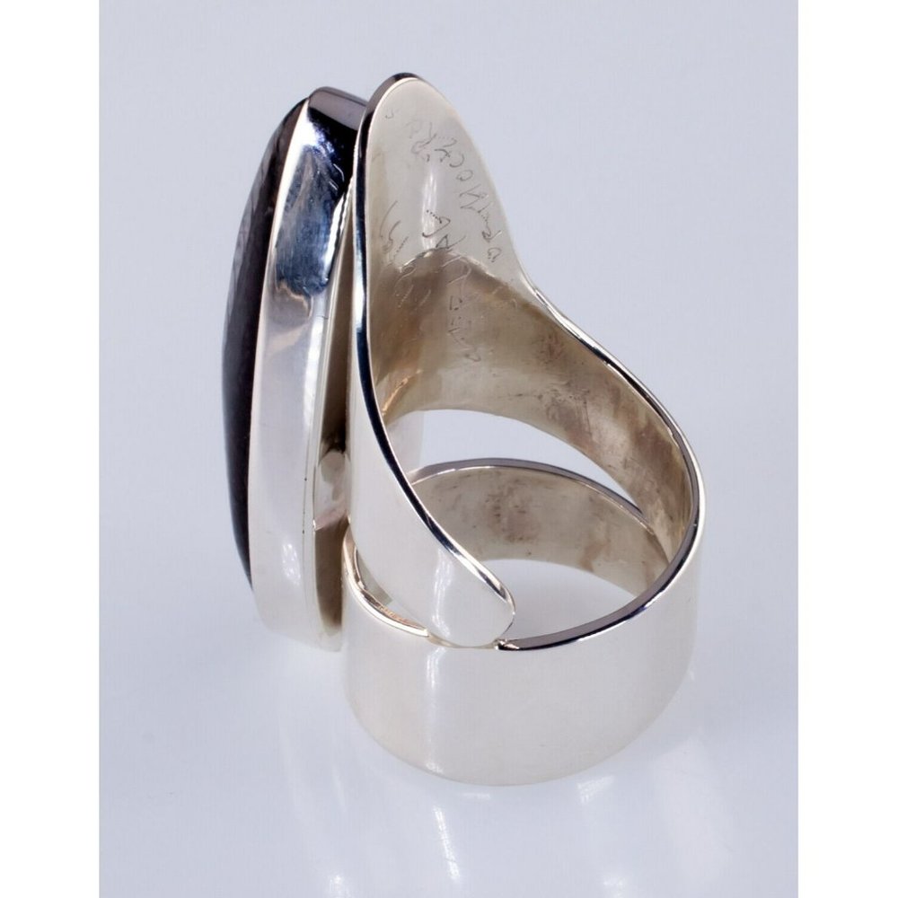 Orthoceras Fossil Sterling Silver Long Sculptural Ring Size 7.25 - Picture 5 of 6